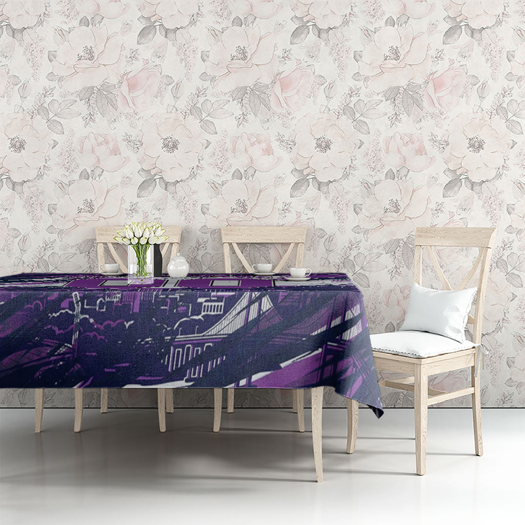 Personalised Hobart Hurricanes Cricket Fan Pride Tablecloth Dynamic Swirling Storm Cricket Graphic Art With Hobart Skyline