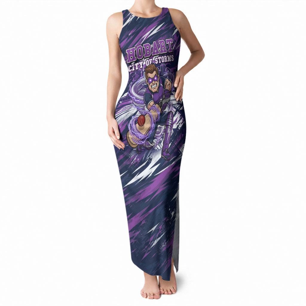 Personalised Hobart Hurricanes Cricket Fan Pride Tank Maxi Dress Dynamic Swirling Storm Cricket Graphic Art With Hobart Skyline