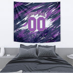 Personalised Hobart Hurricanes Cricket Fan Pride Tapestry Dynamic Swirling Storm Cricket Graphic Art With Hobart Skyline