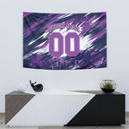 Personalised Hobart Hurricanes Cricket Fan Pride Tapestry Dynamic Swirling Storm Cricket Graphic Art With Hobart Skyline