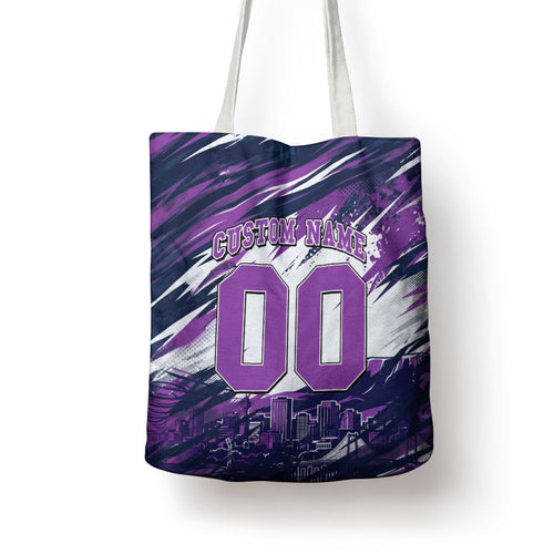 Personalised Hobart Hurricanes Cricket Fan Pride Tote Bag Dynamic Swirling Storm Cricket Graphic Art With Hobart Skyline