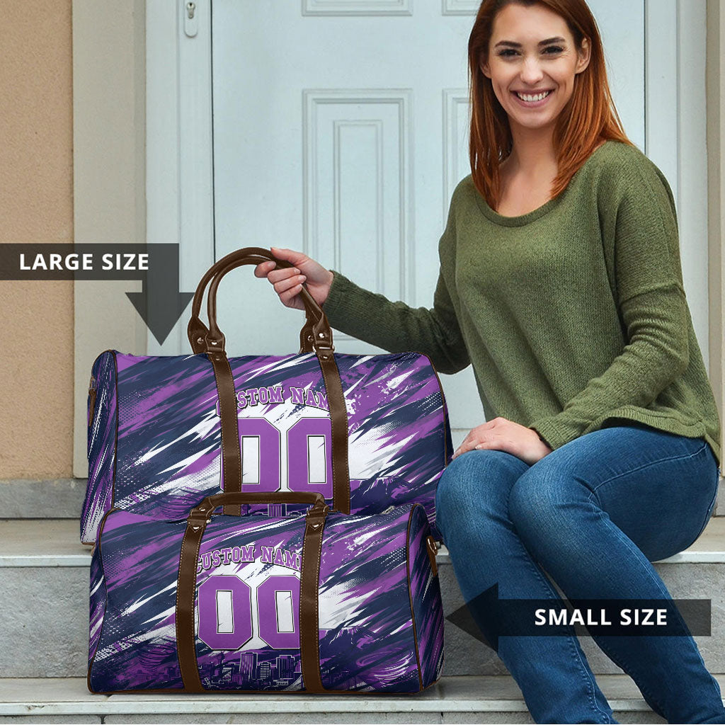 Personalised Hobart Hurricanes Cricket Fan Pride Travel Bag Dynamic Swirling Storm Cricket Graphic Art With Hobart Skyline