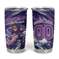 Personalised Hobart Hurricanes Cricket Fan Pride Tumbler Cup Dynamic Swirling Storm Cricket Graphic Art With Hobart Skyline