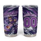 Personalised Hobart Hurricanes Cricket Fan Pride Tumbler Cup Dynamic Swirling Storm Cricket Graphic Art With Hobart Skyline