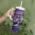 Personalised Hobart Hurricanes Cricket Fan Pride Tumbler With Handle Dynamic Swirling Storm Cricket Graphic Art With Hobart Skyline