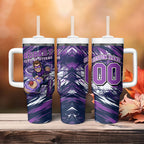 Personalised Hobart Hurricanes Cricket Fan Pride Tumbler With Handle Dynamic Swirling Storm Cricket Graphic Art With Hobart Skyline
