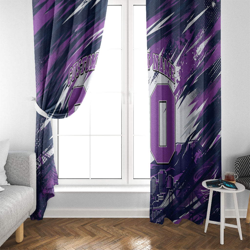 Personalised Hobart Hurricanes Cricket Fan Pride Window Curtain Dynamic Swirling Storm Cricket Graphic Art With Hobart Skyline