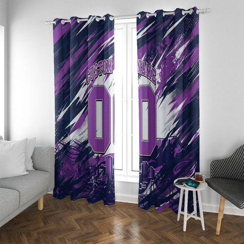 Personalised Hobart Hurricanes Cricket Fan Pride Window Curtain Dynamic Swirling Storm Cricket Graphic Art With Hobart Skyline