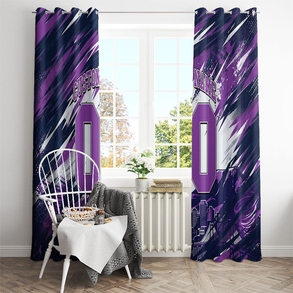 Personalised Hobart Hurricanes Cricket Fan Pride Window Curtain Dynamic Swirling Storm Cricket Graphic Art With Hobart Skyline