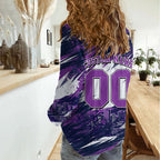 Personalised Hobart Hurricanes Cricket Fan Pride Women Casual Shirt Dynamic Swirling Storm Cricket Graphic Art With Hobart Skyline