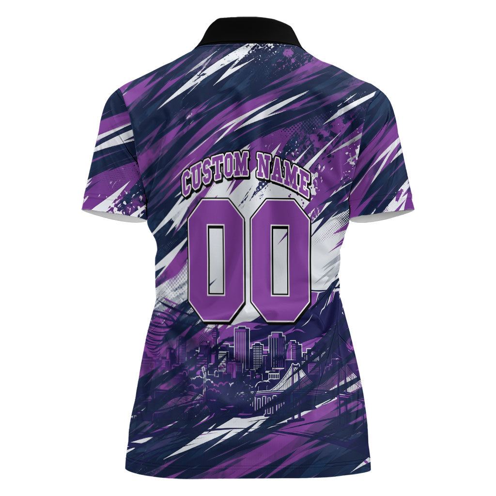 Personalised Hobart Hurricanes Cricket Fan Pride Women Polo Shirt Dynamic Swirling Storm Cricket Graphic Art With Hobart Skyline