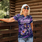 Personalised Hobart Hurricanes Cricket Fan Pride Women Polo Shirt Dynamic Swirling Storm Cricket Graphic Art With Hobart Skyline