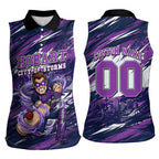 Personalised Hobart Hurricanes Cricket Fan Pride Women Sleeveless Polo Shirt Dynamic Swirling Storm Cricket Graphic Art With Hobart Skyline
