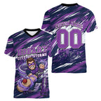 Personalised Hobart Hurricanes Cricket Fan Pride Women V-Neck T-Shirt Dynamic Swirling Storm Cricket Graphic Art With Hobart Skyline