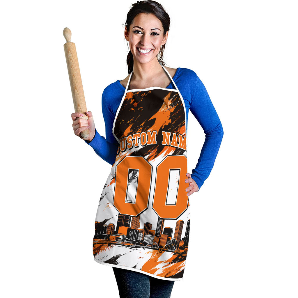 Personalised Perth Scorchers Cricket Fan Pride Apron Dynamic Flaming Dragon Art With Perth City Skyline