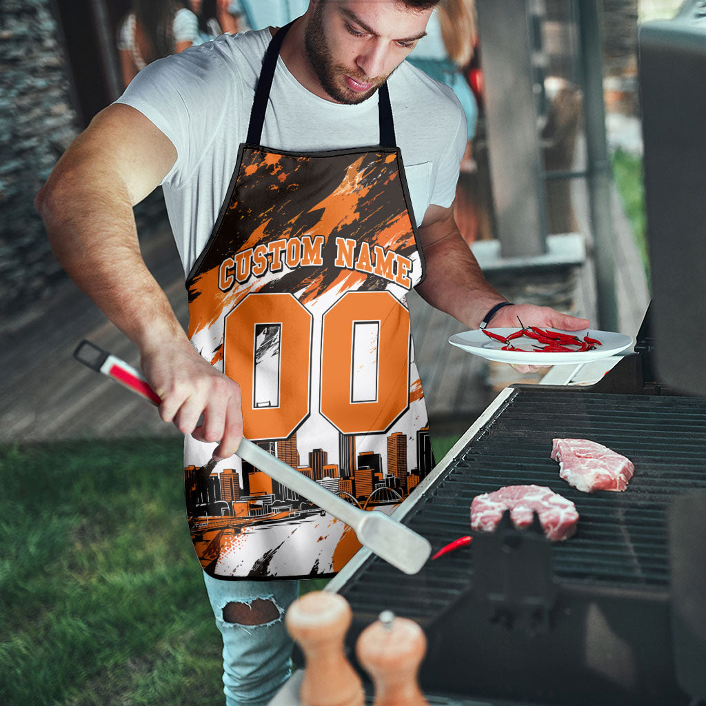 Personalised Perth Scorchers Cricket Fan Pride Apron Dynamic Flaming Dragon Art With Perth City Skyline