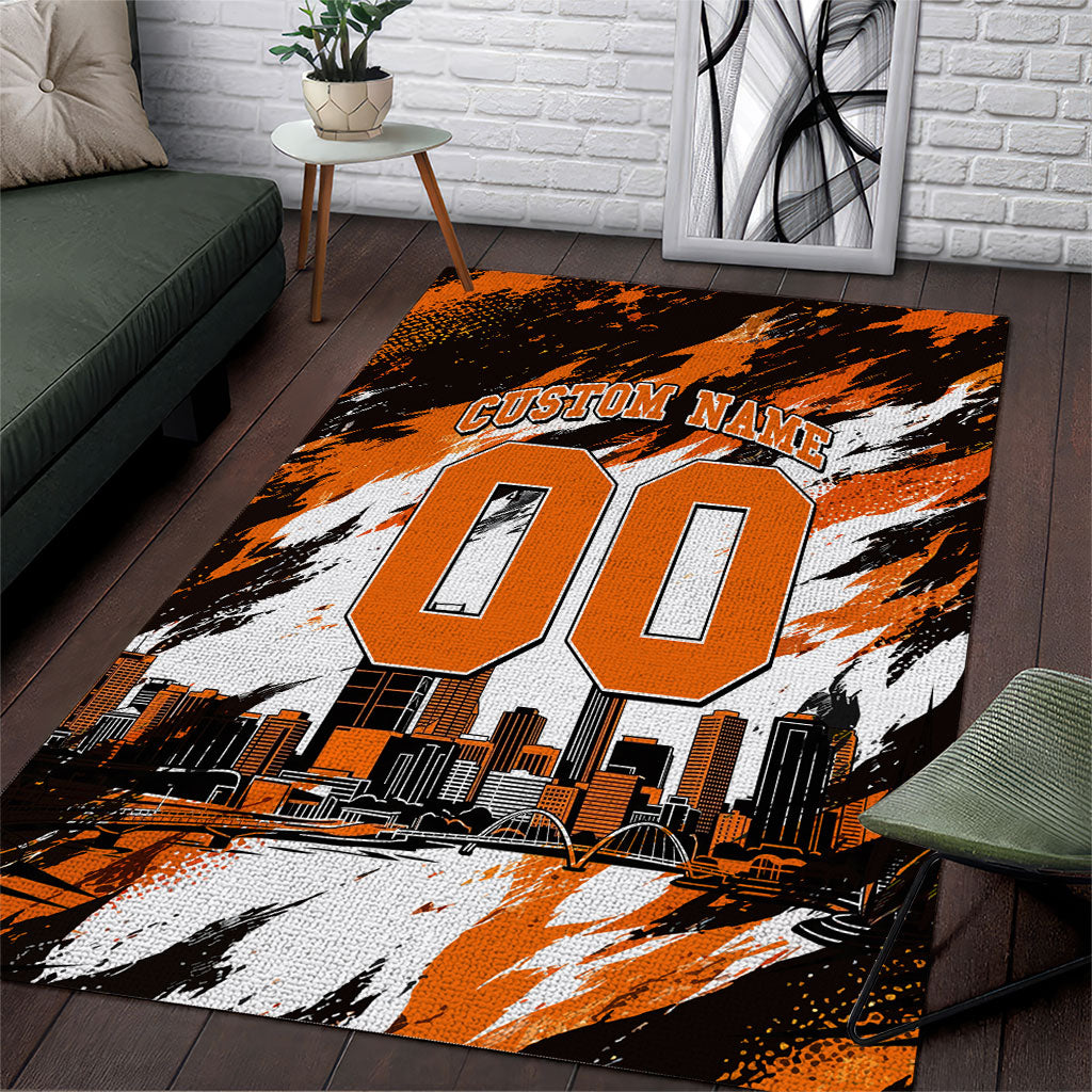 Personalised Perth Scorchers Cricket Fan Pride Area Rug Dynamic Flaming Dragon Art With Perth City Skyline
