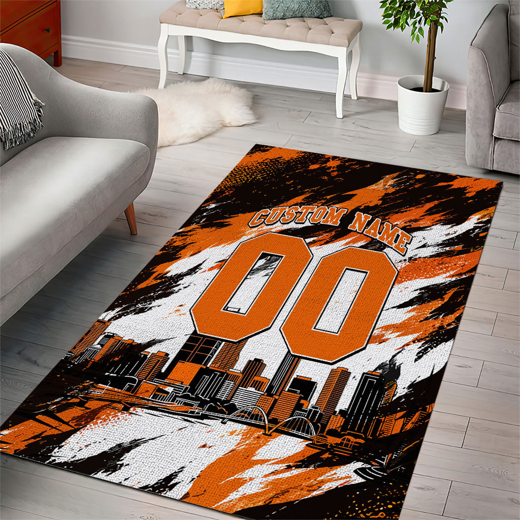 Personalised Perth Scorchers Cricket Fan Pride Area Rug Dynamic Flaming Dragon Art With Perth City Skyline