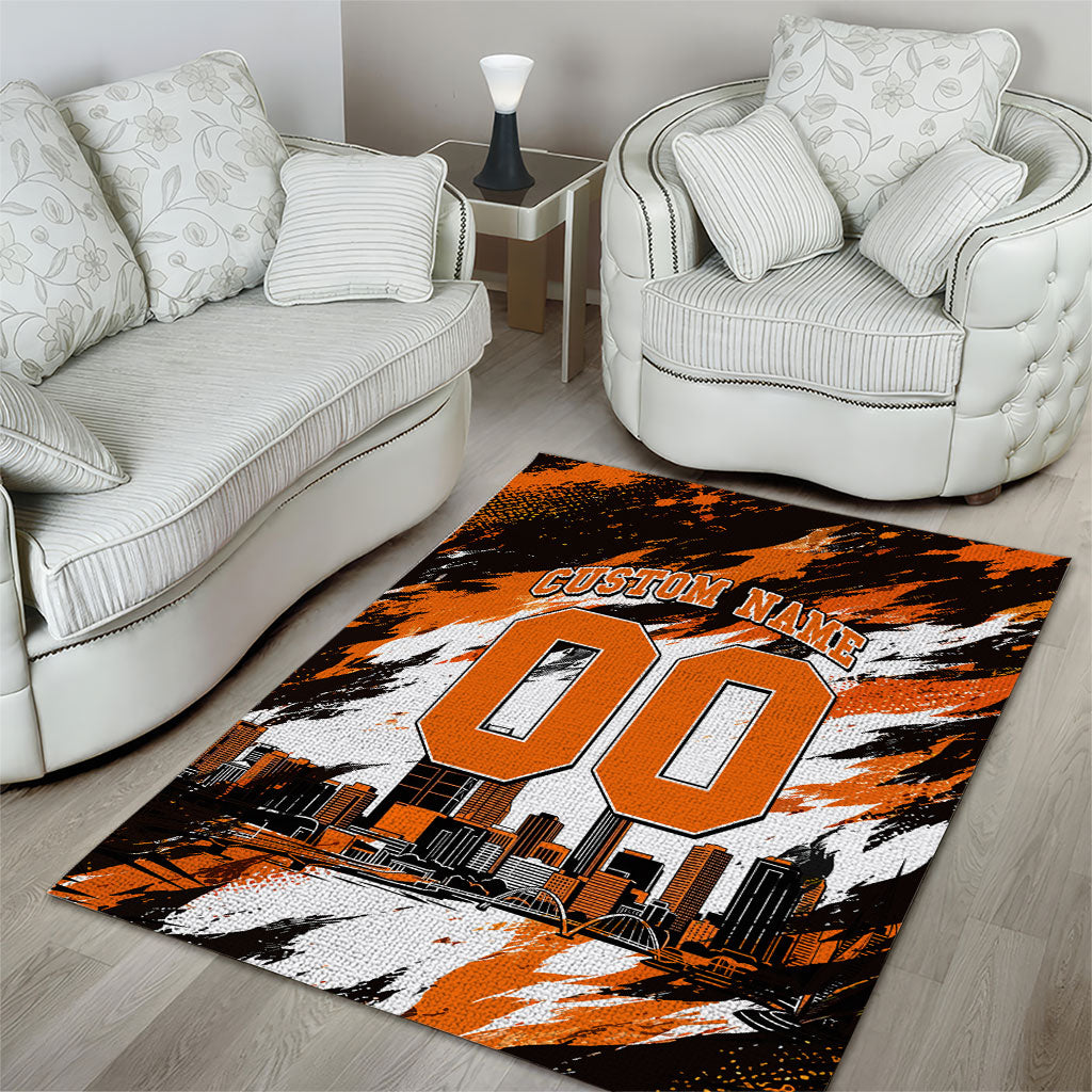 Personalised Perth Scorchers Cricket Fan Pride Area Rug Dynamic Flaming Dragon Art With Perth City Skyline
