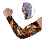 Personalised Perth Scorchers Cricket Fan Pride Arm Sleeves Dynamic Flaming Dragon Art With Perth City Skyline