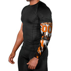 Personalised Perth Scorchers Cricket Fan Pride Arm Sleeves Dynamic Flaming Dragon Art With Perth City Skyline