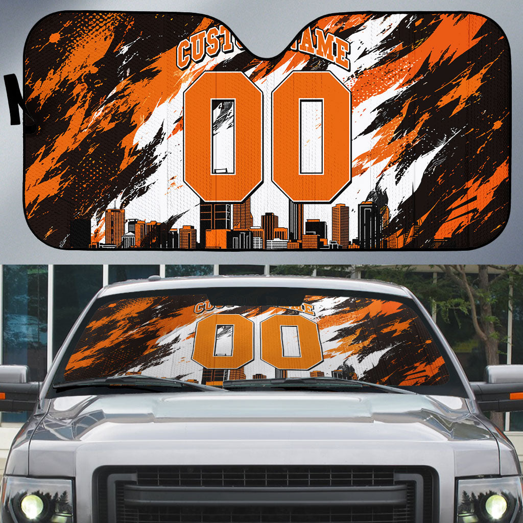 Personalised Perth Scorchers Cricket Fan Pride Auto Sun Shade Dynamic Flaming Dragon Art With Perth City Skyline