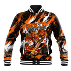 Personalised Perth Scorchers Cricket Fan Pride Baseball Jacket Dynamic Flaming Dragon Art With Perth City Skyline