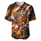 Personalised Perth Scorchers Cricket Fan Pride Baseball Jersey Dynamic Flaming Dragon Art With Perth City Skyline