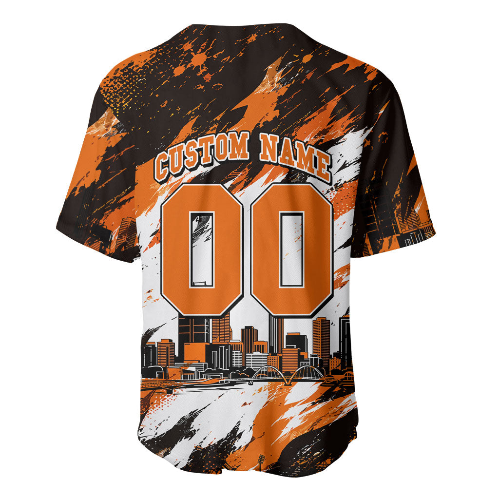 Personalised Perth Scorchers Cricket Fan Pride Baseball Jersey Dynamic Flaming Dragon Art With Perth City Skyline