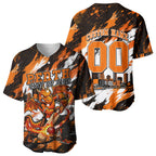 Personalised Perth Scorchers Cricket Fan Pride Baseball Jersey Dynamic Flaming Dragon Art With Perth City Skyline