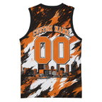 Personalised Perth Scorchers Cricket Fan Pride Basketball Jersey Dynamic Flaming Dragon Art With Perth City Skyline