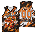 Personalised Perth Scorchers Cricket Fan Pride Basketball Jersey Dynamic Flaming Dragon Art With Perth City Skyline