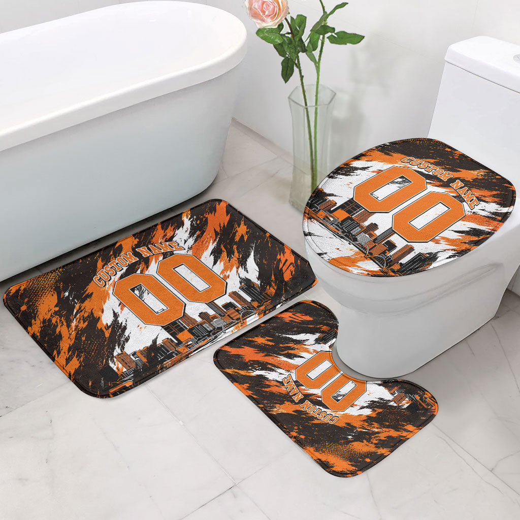 Personalised Perth Scorchers Cricket Fan Pride Bathroom Set Dynamic Flaming Dragon Art With Perth City Skyline