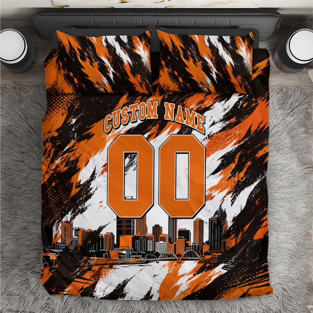 Personalised Perth Scorchers Cricket Fan Pride Bedding Set Dynamic Flaming Dragon Art With Perth City Skyline