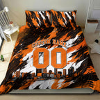 Personalised Perth Scorchers Cricket Fan Pride Bedding Set Dynamic Flaming Dragon Art With Perth City Skyline
