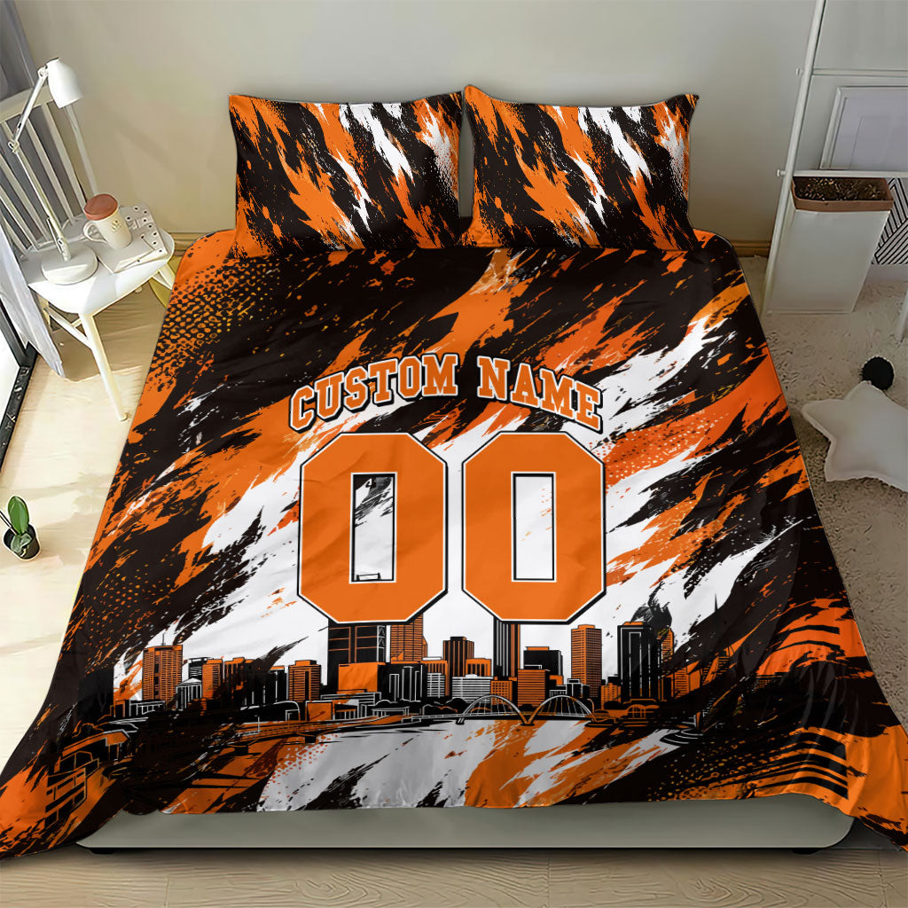 Personalised Perth Scorchers Cricket Fan Pride Bedding Set Dynamic Flaming Dragon Art With Perth City Skyline