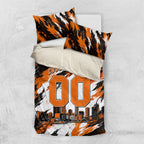 Personalised Perth Scorchers Cricket Fan Pride Bedding Set Dynamic Flaming Dragon Art With Perth City Skyline