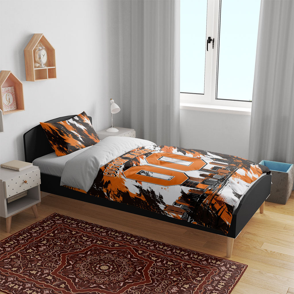 Personalised Perth Scorchers Cricket Fan Pride Bedding Set Dynamic Flaming Dragon Art With Perth City Skyline