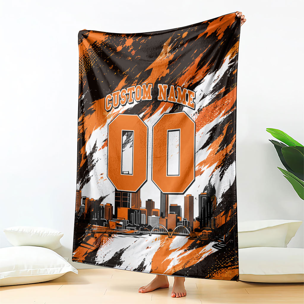 Personalised Perth Scorchers Cricket Fan Pride Blanket Dynamic Flaming Dragon Art With Perth City Skyline