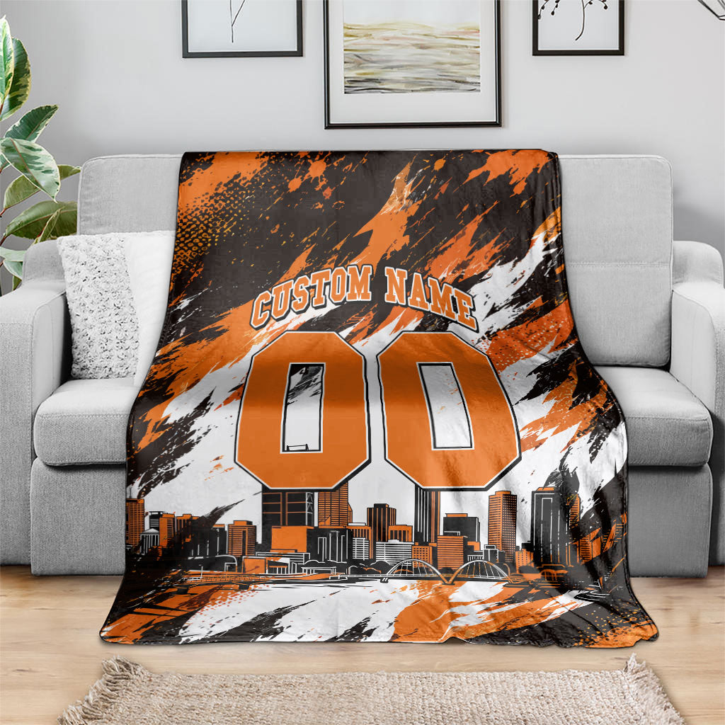 Personalised Perth Scorchers Cricket Fan Pride Blanket Dynamic Flaming Dragon Art With Perth City Skyline