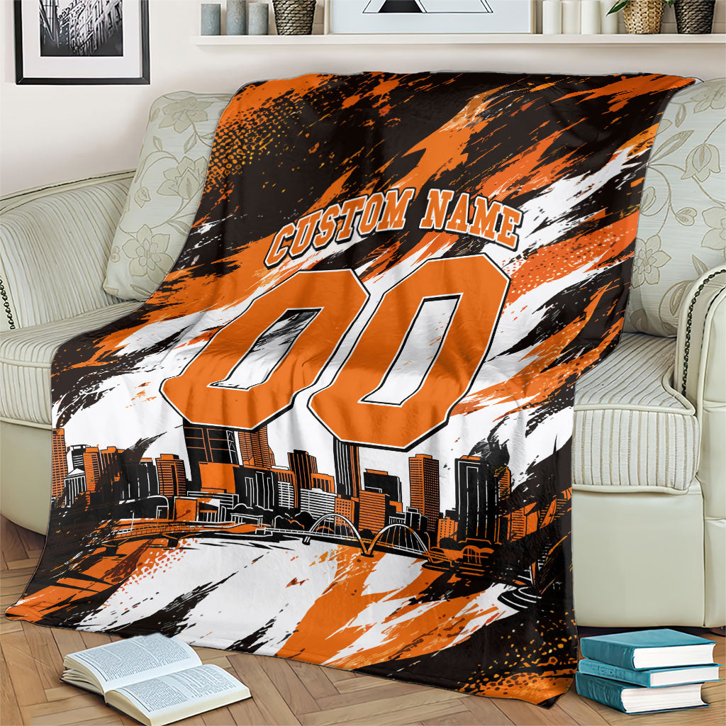 Personalised Perth Scorchers Cricket Fan Pride Blanket Dynamic Flaming Dragon Art With Perth City Skyline