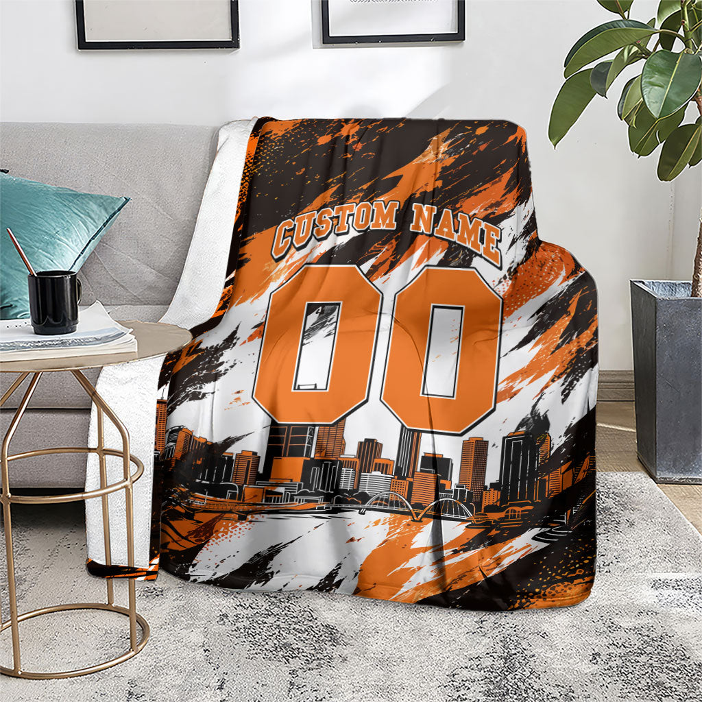 Personalised Perth Scorchers Cricket Fan Pride Blanket Dynamic Flaming Dragon Art With Perth City Skyline