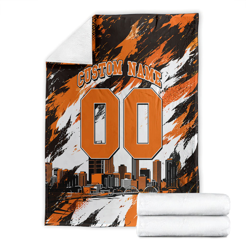Personalised Perth Scorchers Cricket Fan Pride Blanket Dynamic Flaming Dragon Art With Perth City Skyline