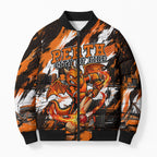 Personalised Perth Scorchers Cricket Fan Pride Bomber Puffer Jacket Dynamic Flaming Dragon Art With Perth City Skyline
