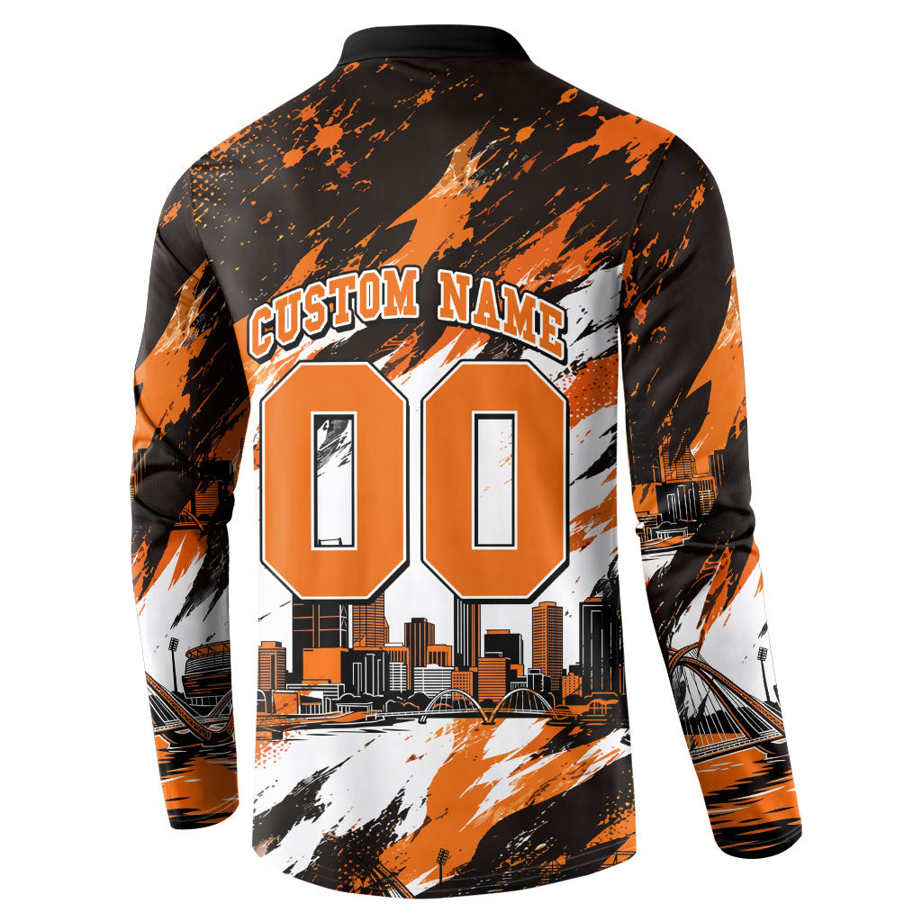 Personalised Perth Scorchers Cricket Fan Pride Button Sweatshirt Dynamic Flaming Dragon Art With Perth City Skyline