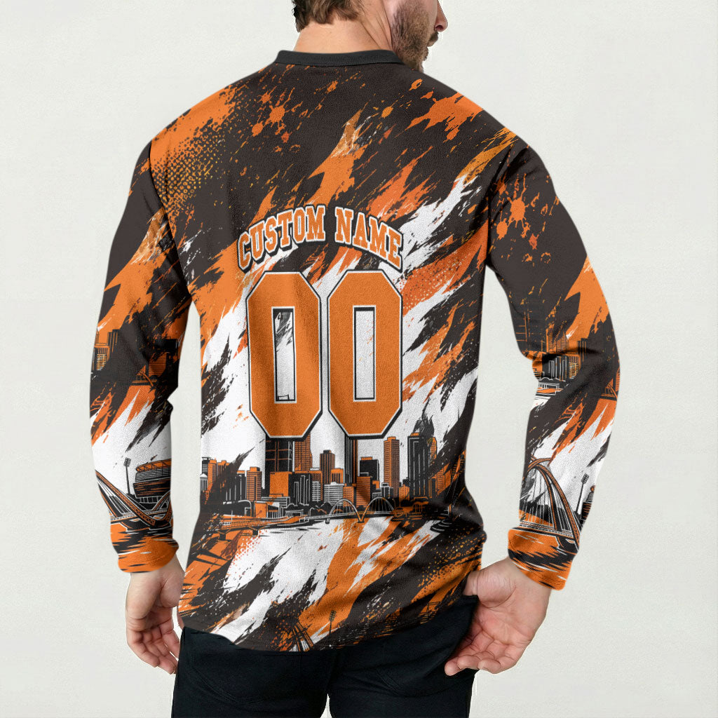 Personalised Perth Scorchers Cricket Fan Pride Button Sweatshirt Dynamic Flaming Dragon Art With Perth City Skyline