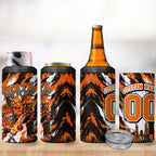 Personalised Perth Scorchers Cricket Fan Pride 4 in 1 Can Cooler Tumbler Dynamic Flaming Dragon Art With Perth City Skyline