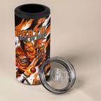 Personalised Perth Scorchers Cricket Fan Pride 4 in 1 Can Cooler Tumbler Dynamic Flaming Dragon Art With Perth City Skyline
