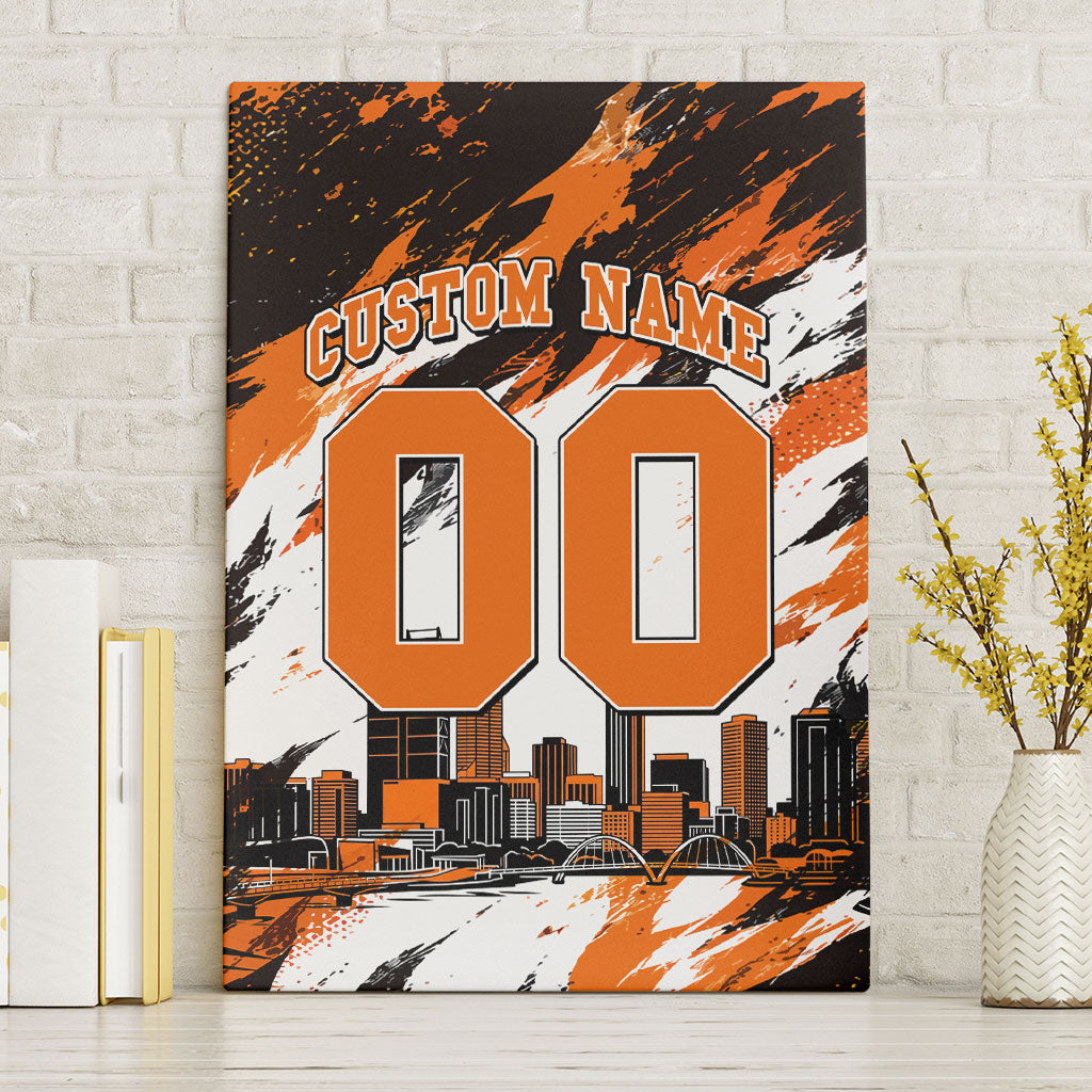 Personalised Perth Scorchers Cricket Fan Pride Canvas Wall Art Dynamic Flaming Dragon Art With Perth City Skyline