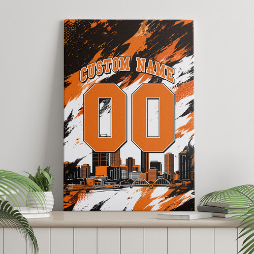Personalised Perth Scorchers Cricket Fan Pride Canvas Wall Art Dynamic Flaming Dragon Art With Perth City Skyline